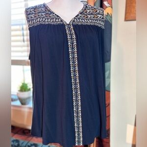 Embroidered sleeveless top